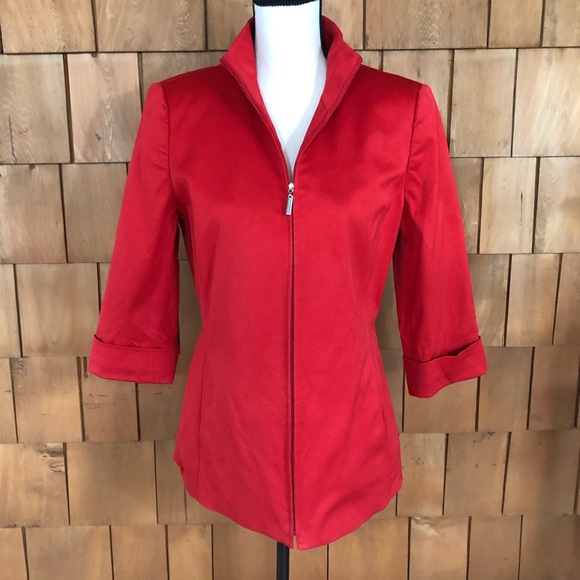 Linda Allard Ellen Tracy red textured jacket - Picture 1 of 8